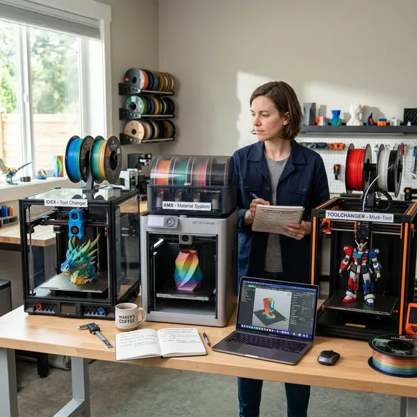 Welke soorten multicolor 3D printers zijn er?